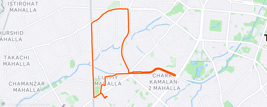 Map of the activity, Evening Run