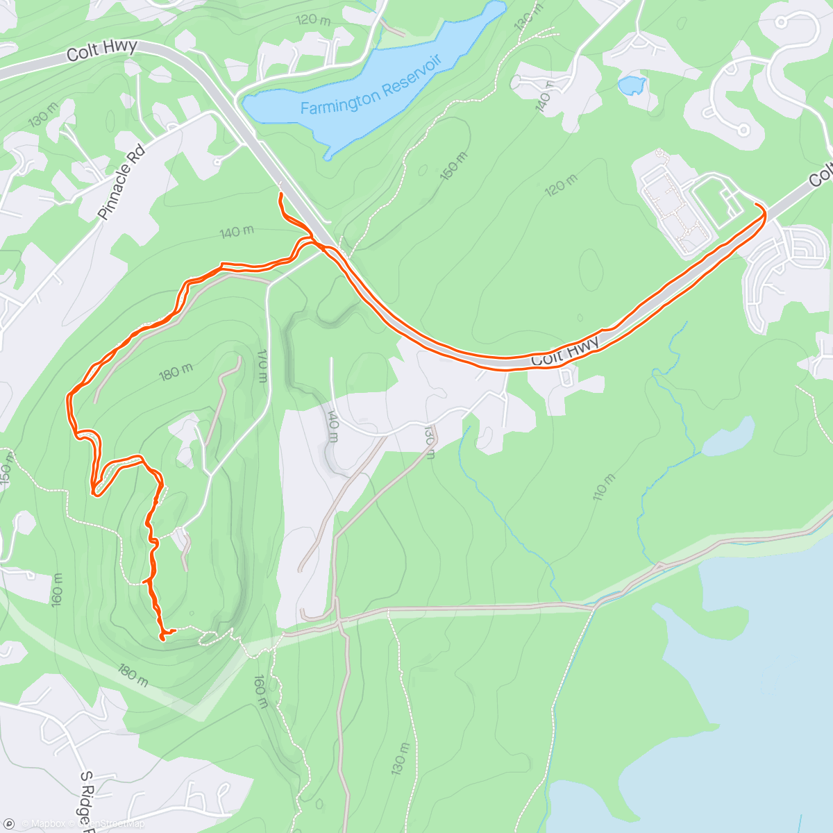Map of the activity, Road and Trail Run from Hotel. Saw a nice snake, some carvings, and locks of rocks.