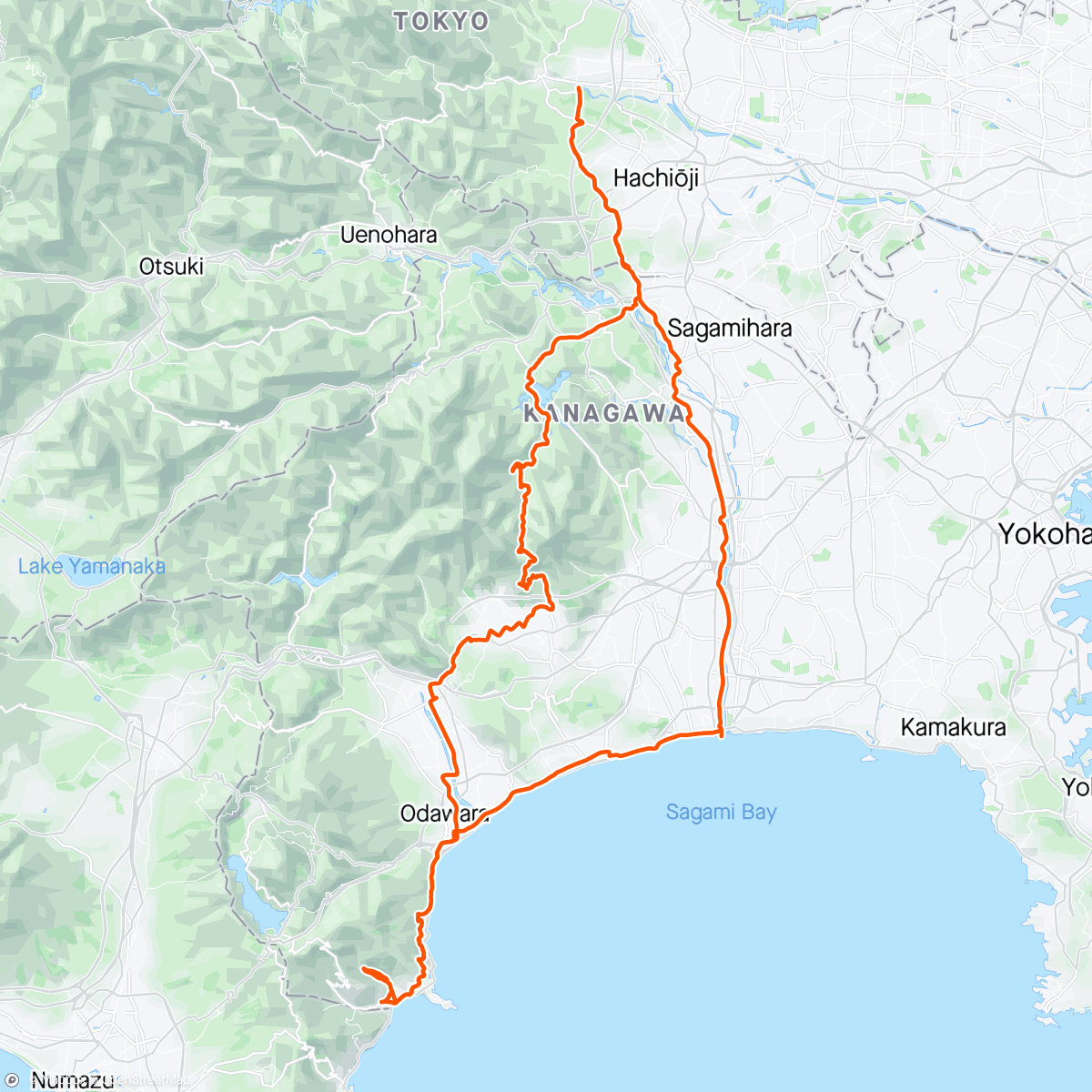 Map of the activity, 湯河原まで
