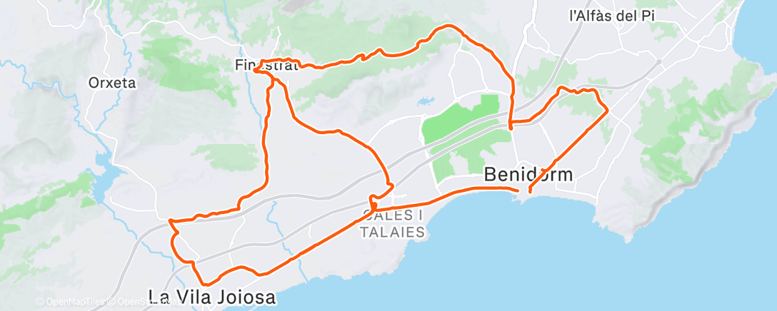 Map of the activity, Bicicleta por la tarde