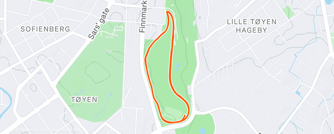 Map of the activity, Parkrun, Tøyen