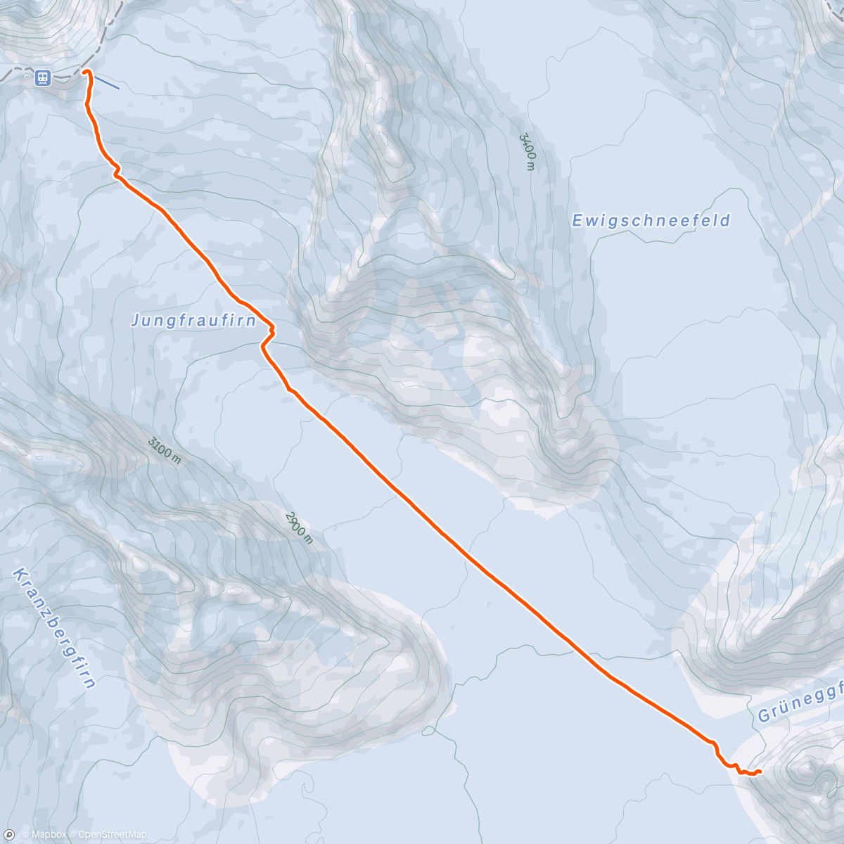 Map of the activity, Konkordia to Jungfraujoch