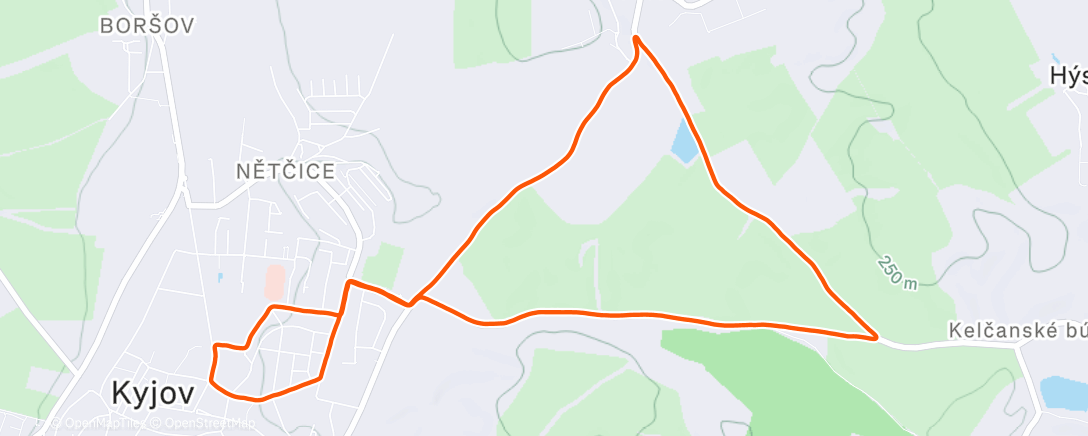 Map of the activity, Štěpánský běh Kyjov