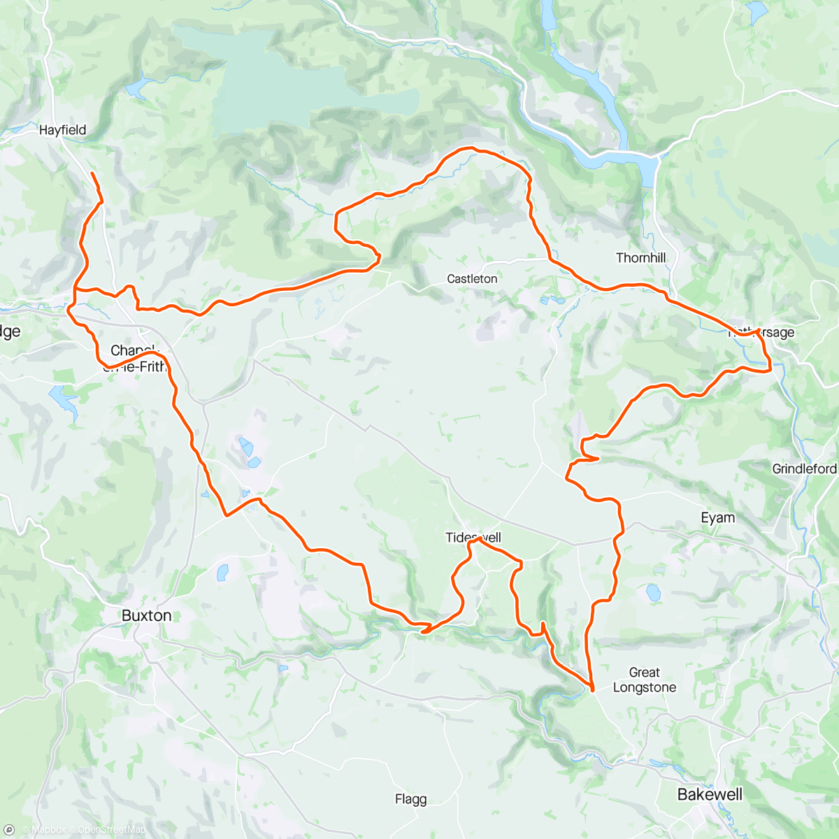 Map of the activity, Hathersage with J and solo return