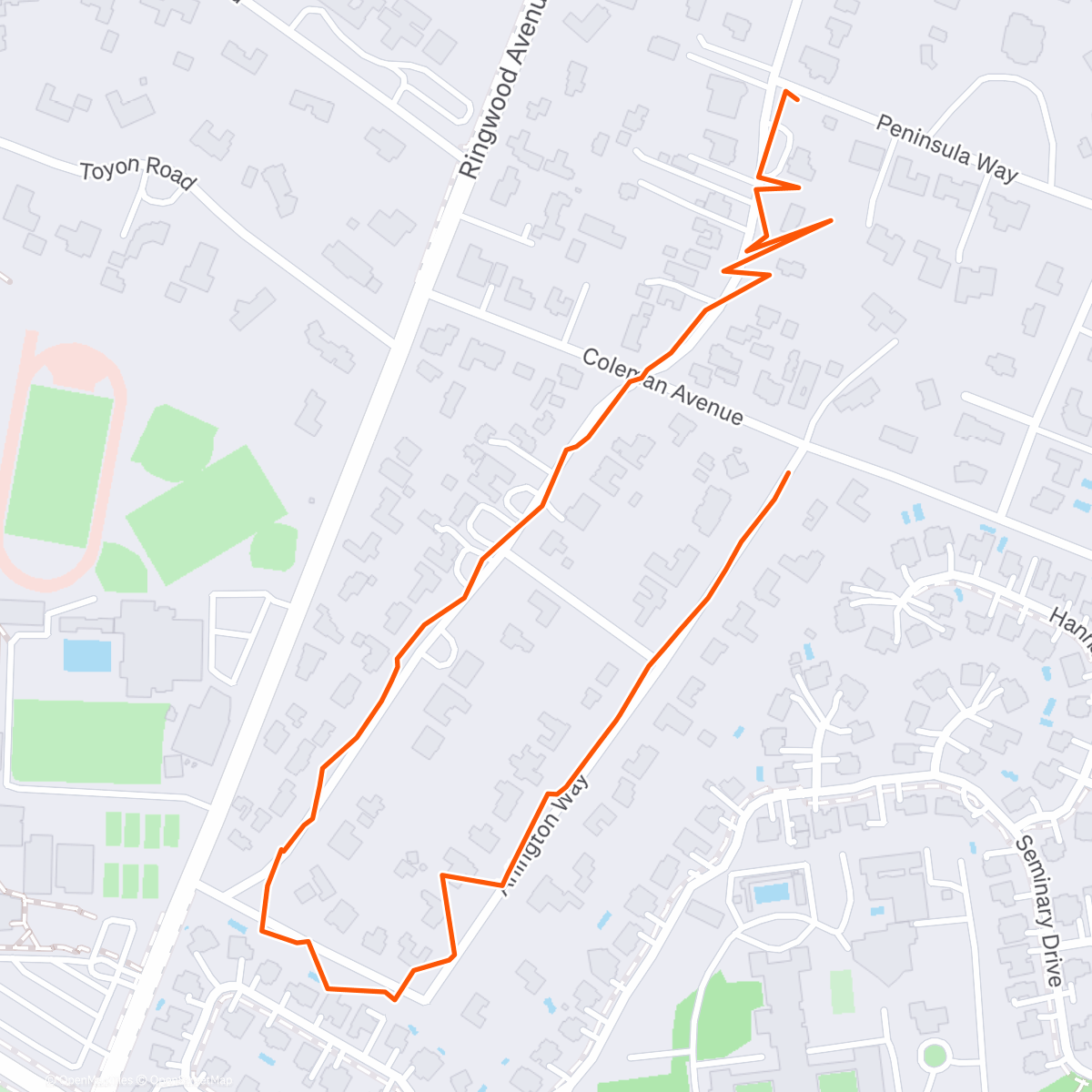 Map of the activity, ⛅ Menlo Park, California Michael took Gracie for a walk with her Fi Smart Collar