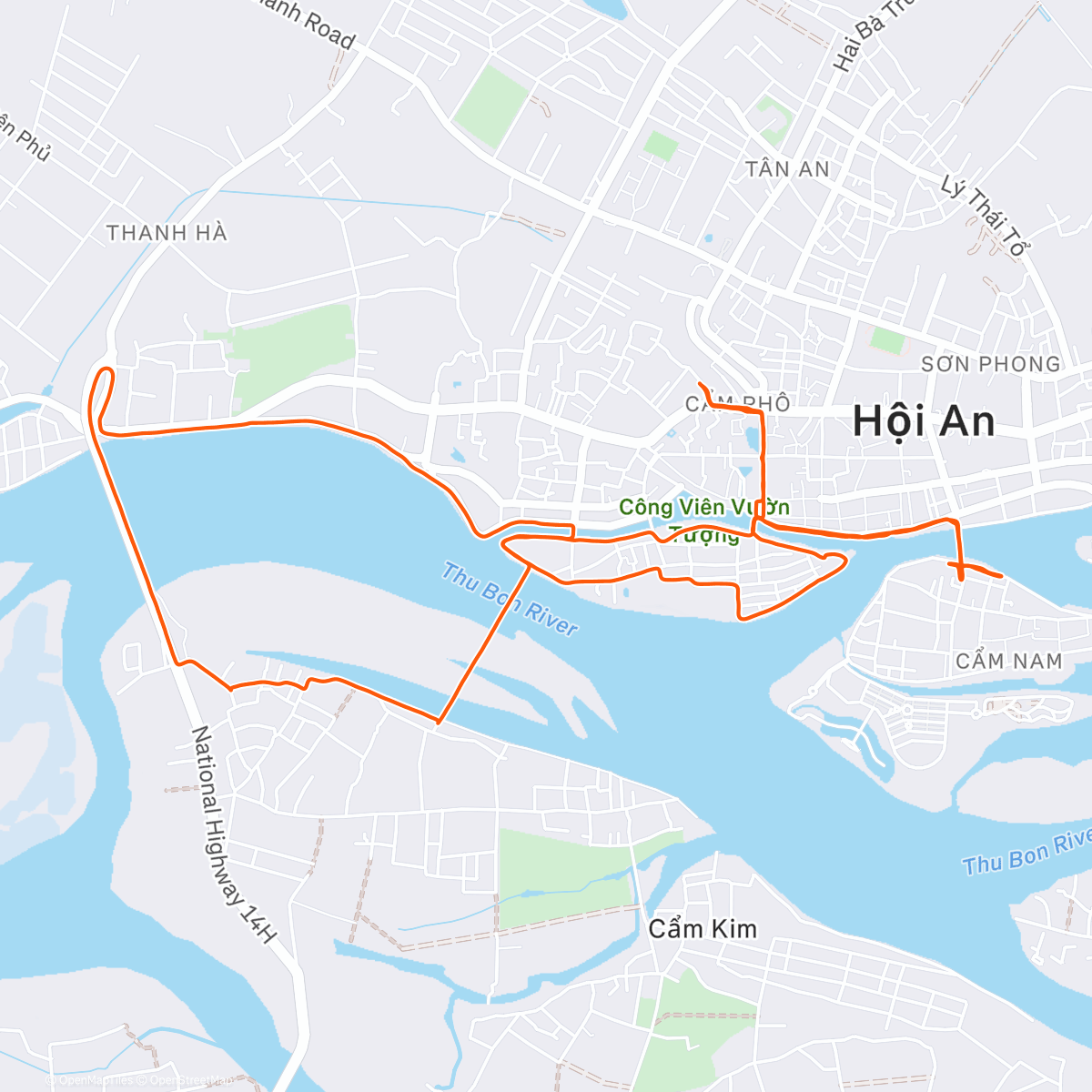 Map of the activity, Thu Bon River run
