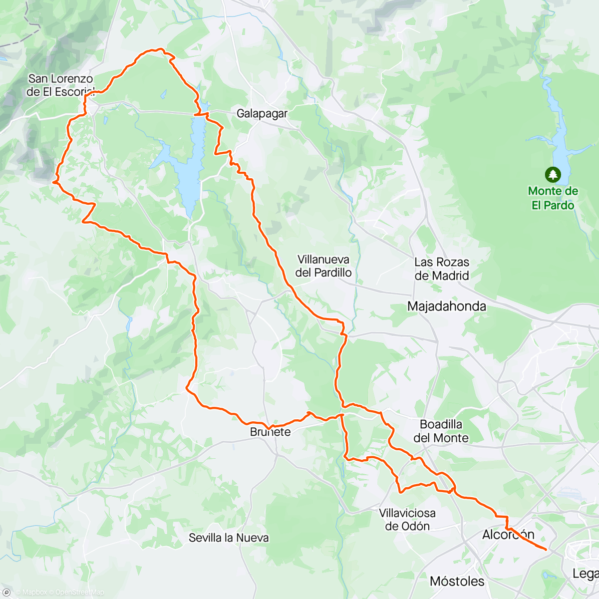 Map of the activity, Alcorcón - En Escorial i/v