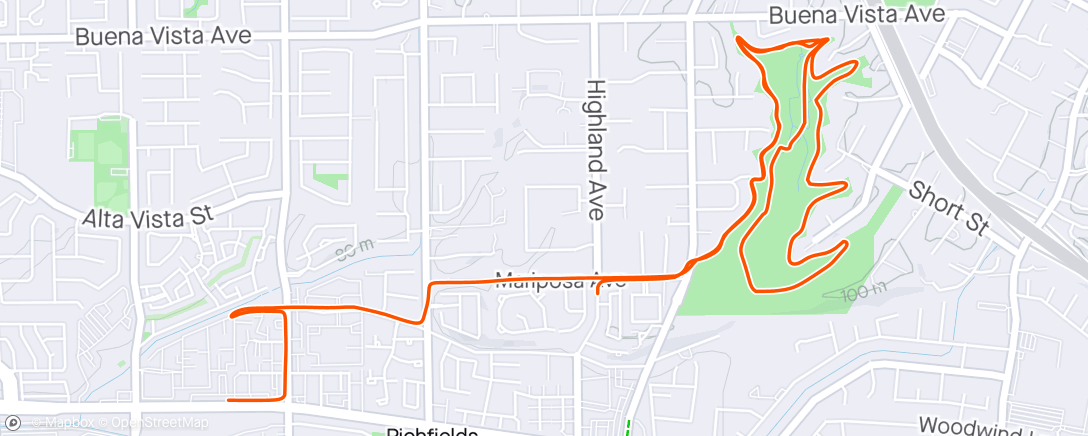 Map of the activity, Ride before work