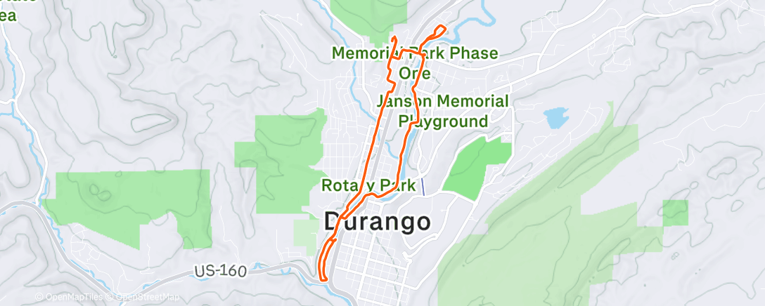 Map of the activity, Afternoon Run