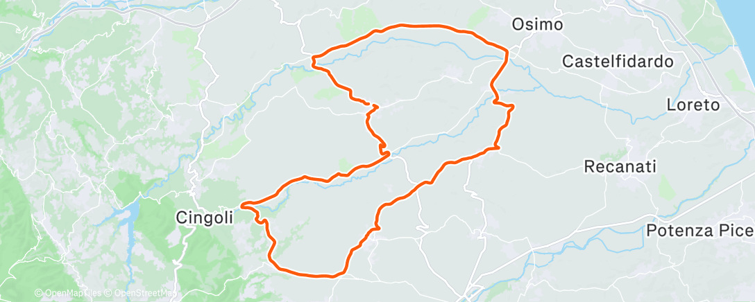 Map of the activity, Pedalata pomeridiana