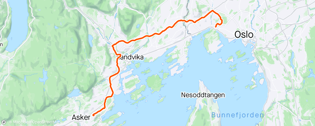 Map of the activity, Hjem fra jobb via Bekkestua