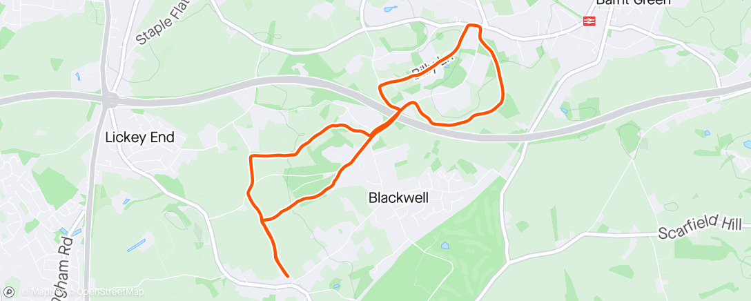 Map of the activity, Trail loop through Burcot and Blackwell