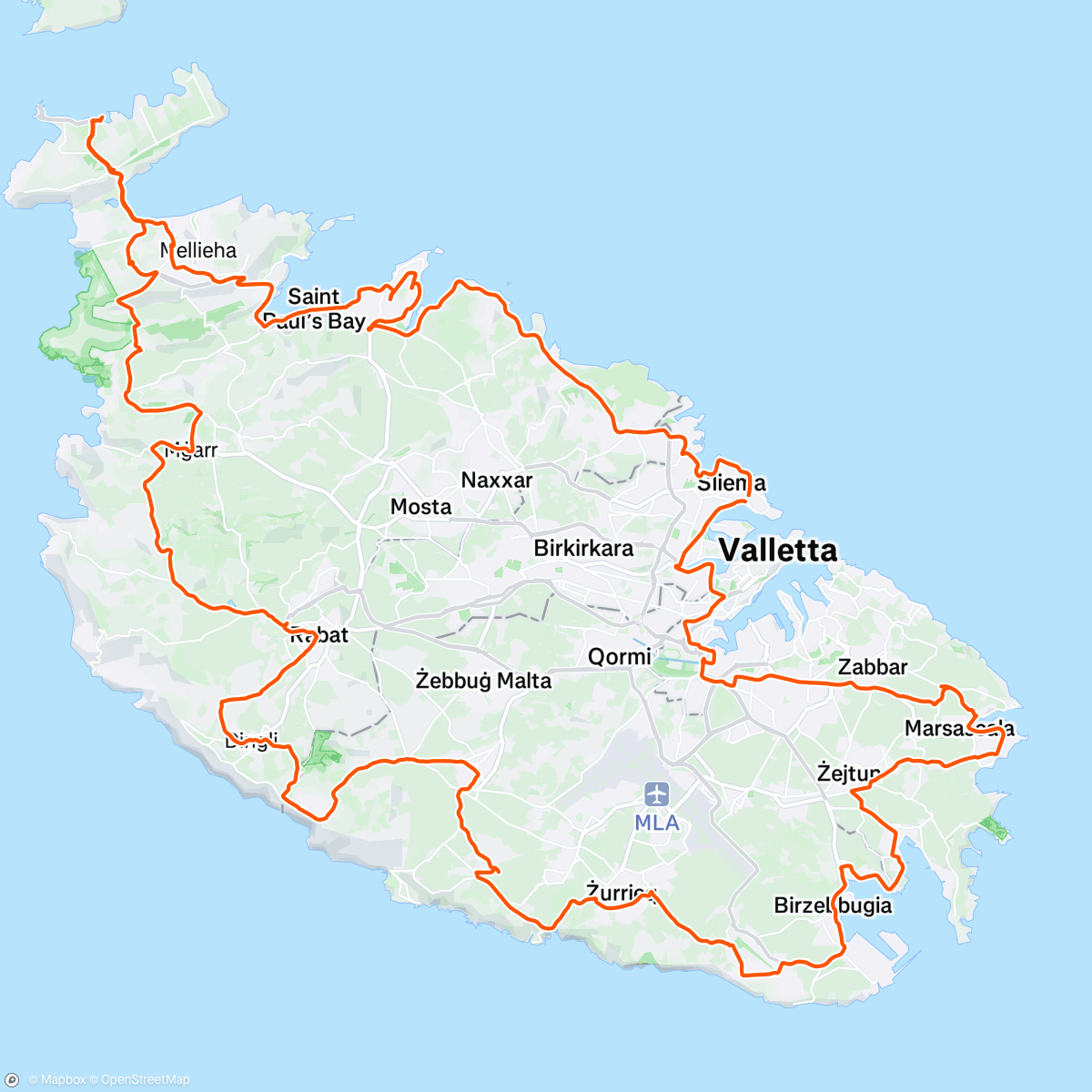 Map of the activity, Once around Malta 🇲🇹