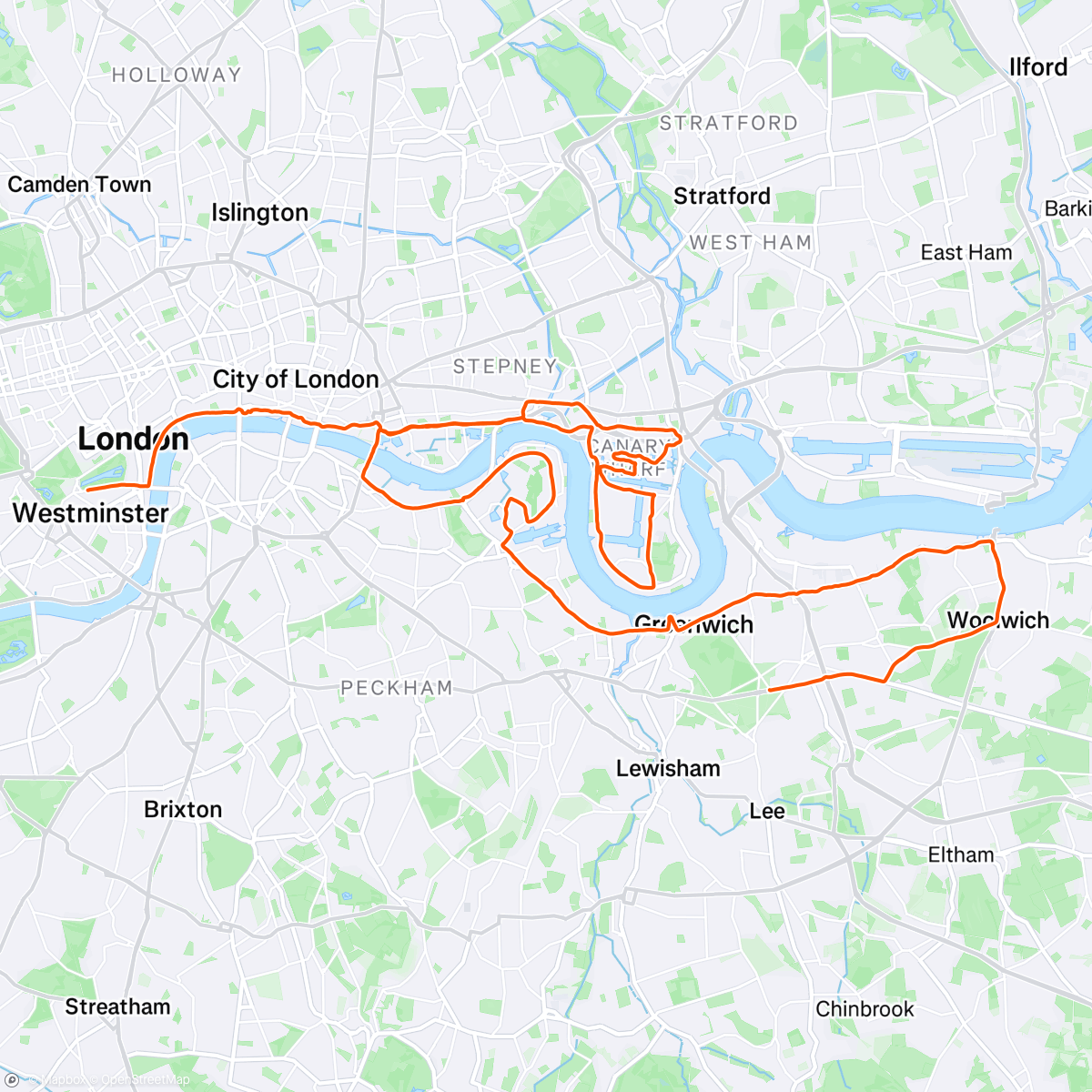 Map of the activity, The London Marathon (Bad Boy Edition)