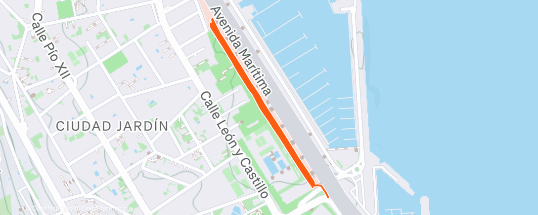 Map of the activity, 75' Carrera continua