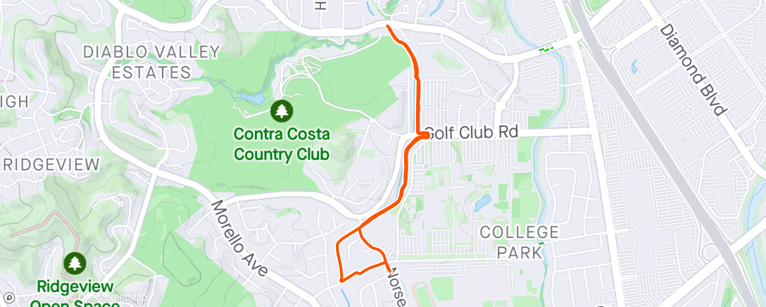 Map of the activity, Contra Costa Canal Trail North - Runmeter