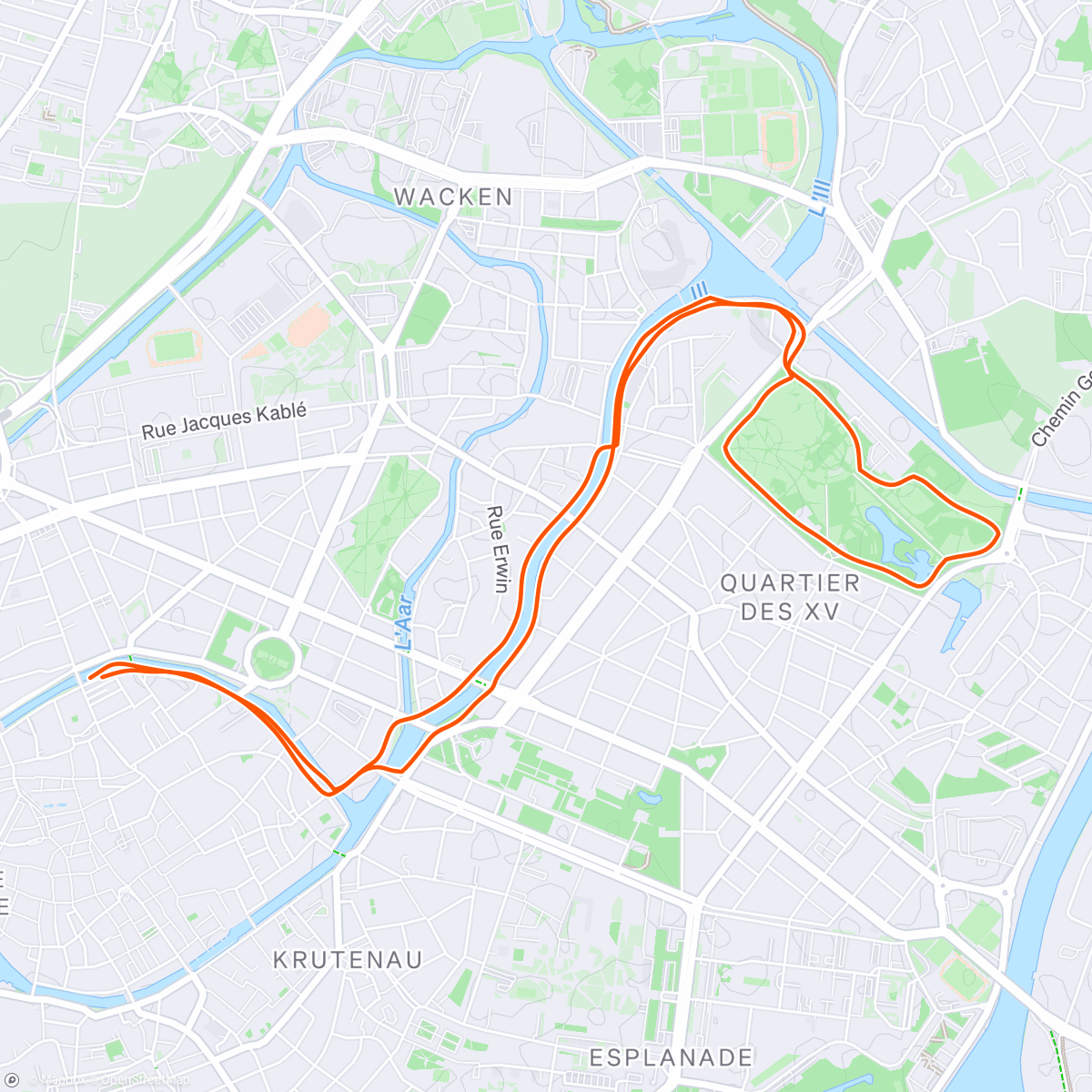 Map of the activity, Evening Run