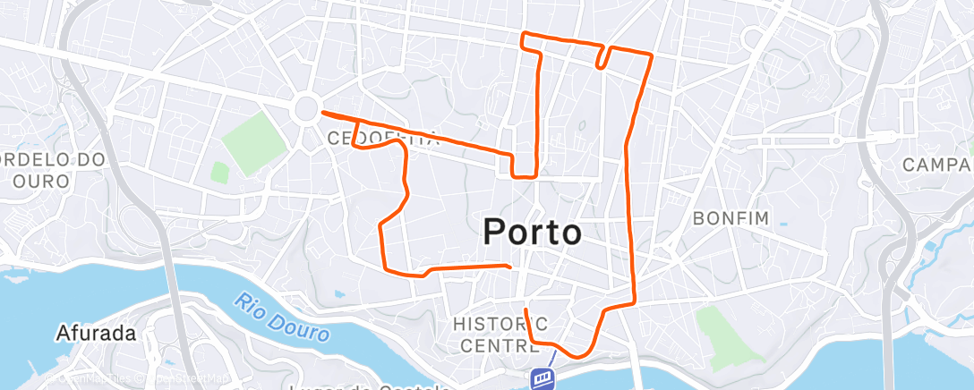 Map of the activity, Corrida ao entardecer