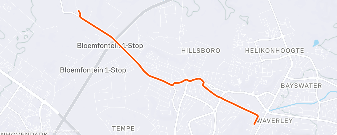 Map of the activity, Afternoon Run