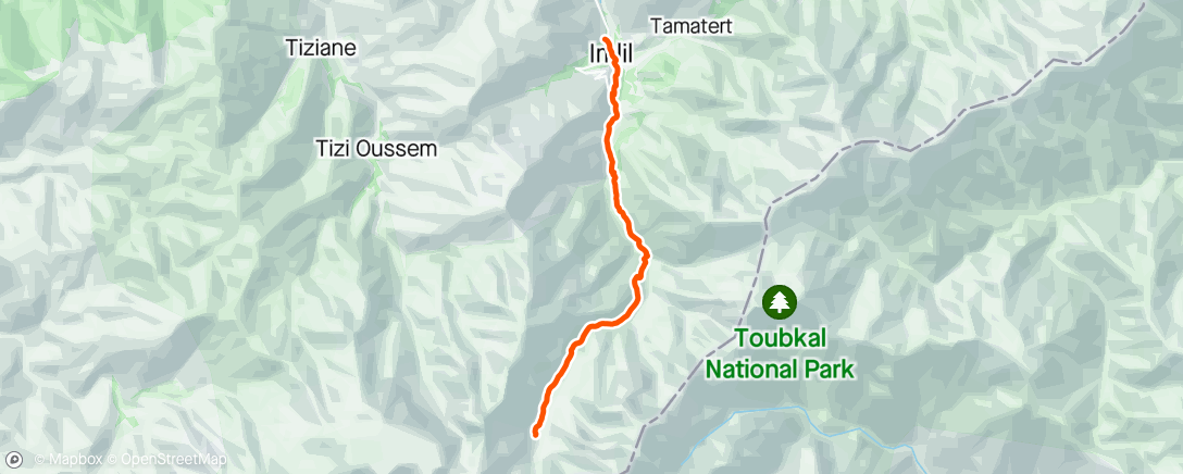 Map of the activity, Hike to Toubkal Refuge