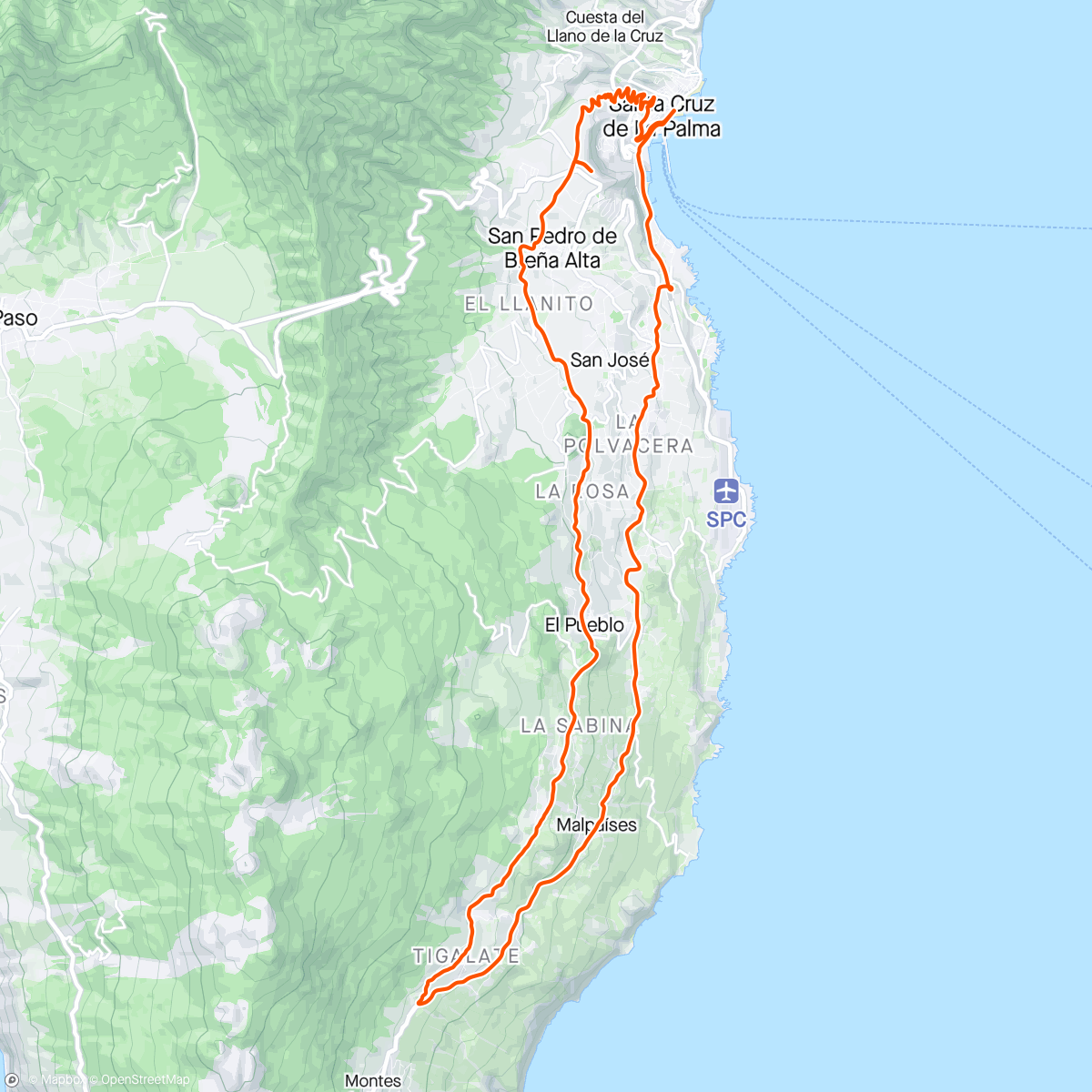 Mapa da atividade, Isla Bonita ride 2