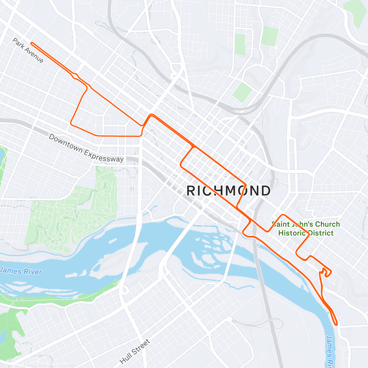 Map of the activity, Zwift - New Workout on Richmond Loop Around in Richmond