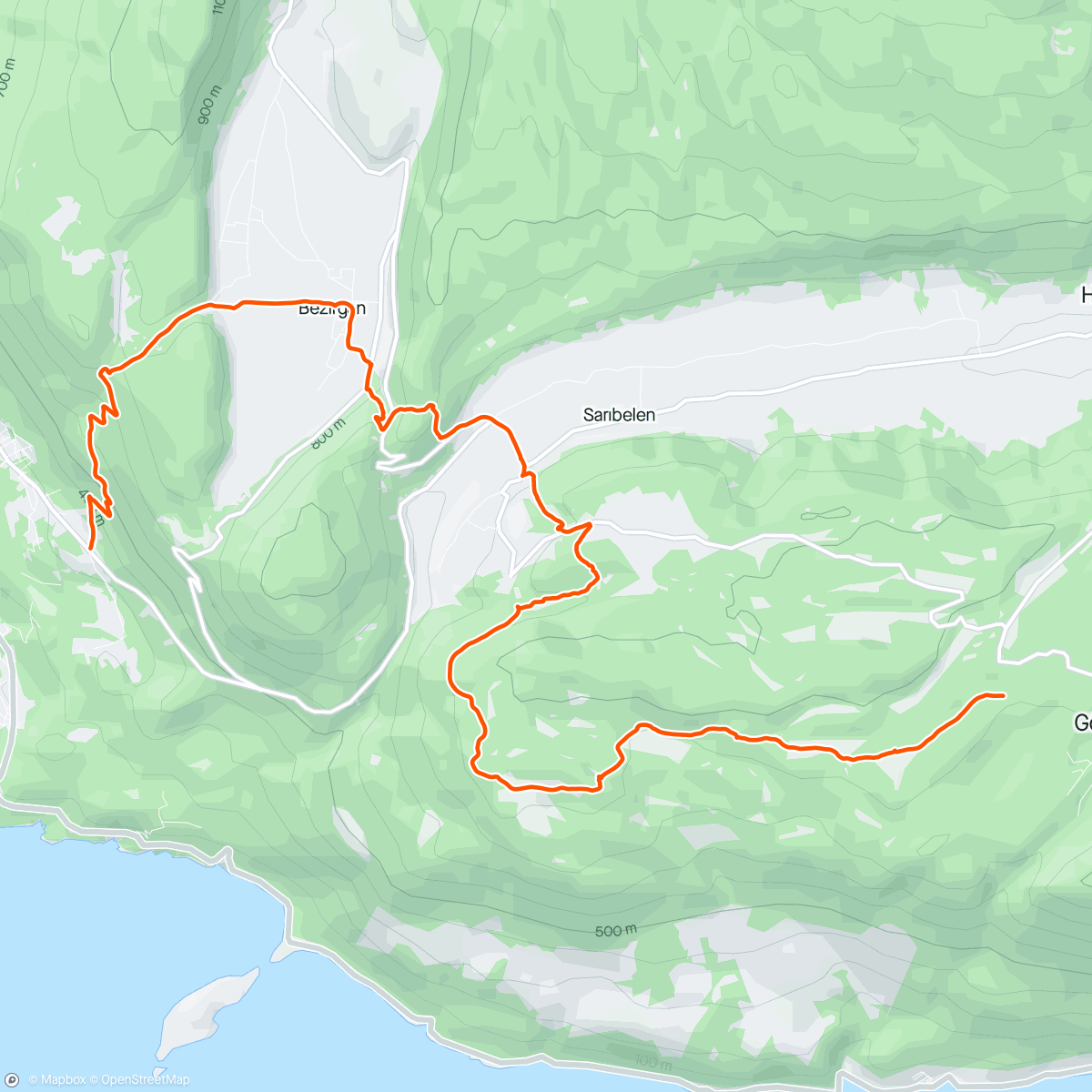 Map of the activity, Likya Yolu 2. Etap - 2. Gün