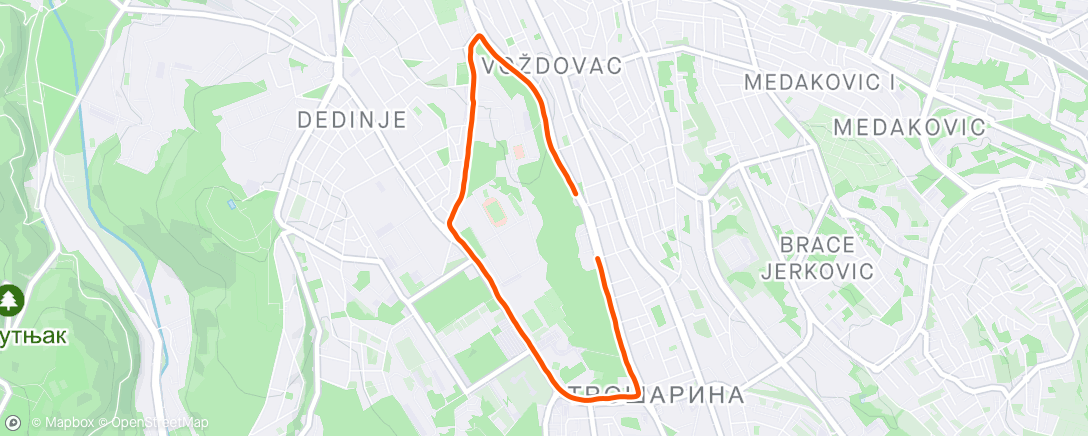 Carte de l'activité Evening Run