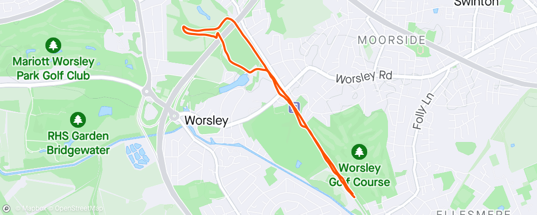 Mapa da atividade, Worsley Woods Parkrun