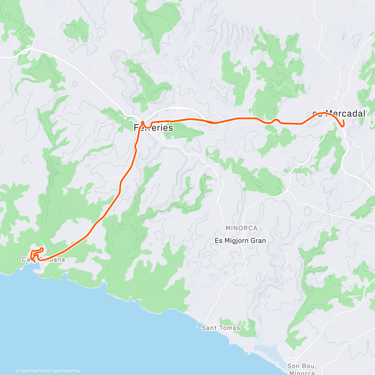 Map of the activity, Bicicleta por la tarde