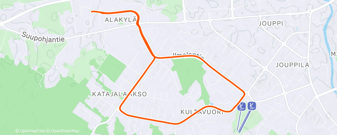 Map of the activity, Afternoon Run