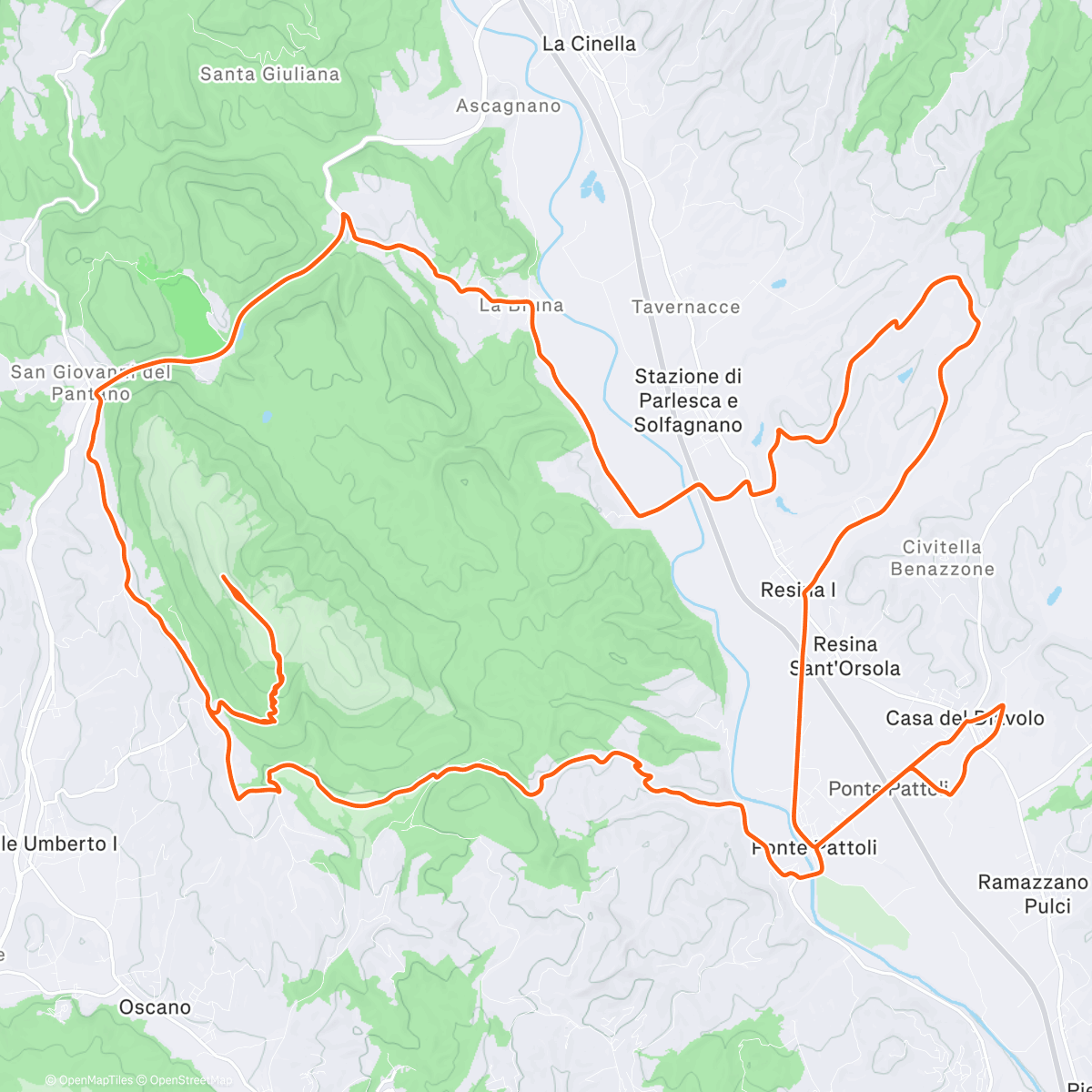 Map of the activity, Croce di Monte Tezio