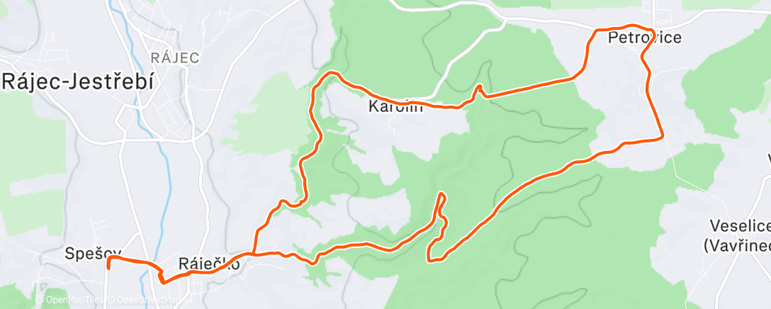 Карта физической активности (Spešov - Raječko - Karolin - Petrovice 🥶💨🥶)