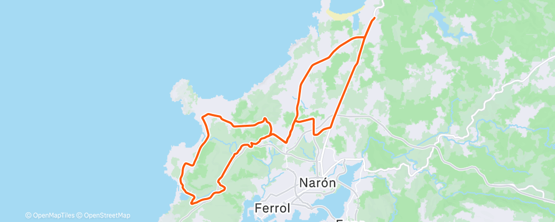 Map of the activity, Bicicleta por la tarde