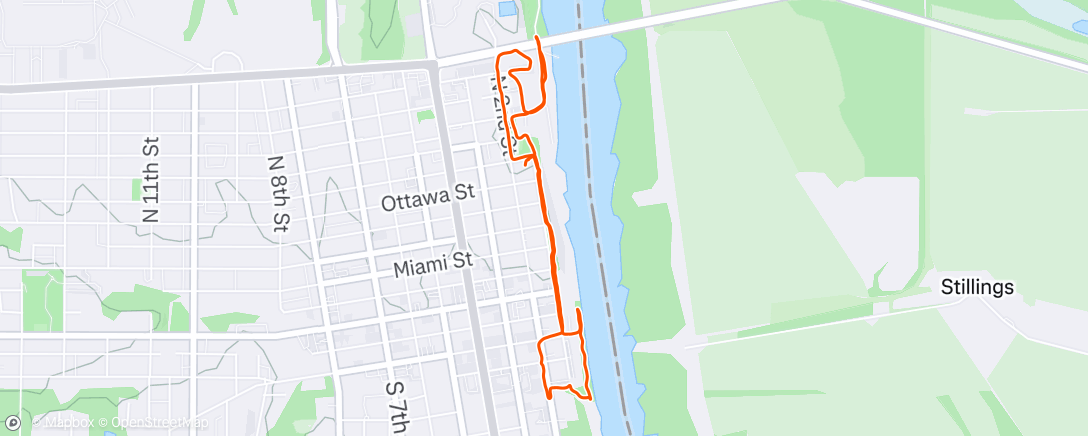 Map of the activity, Afternoon Run