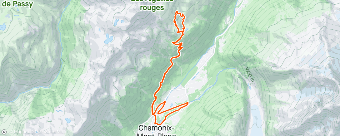 Map of the activity, 2x15min up La Flégère with Dan