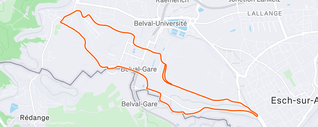 Карта физической активности (Course à pied le midi)