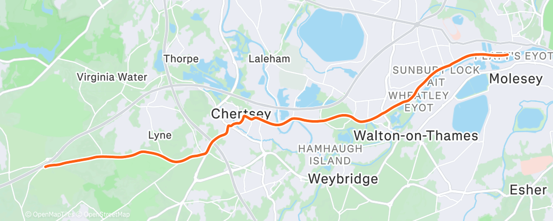 Map of the activity, Woking - Cycle - Cyclemeter