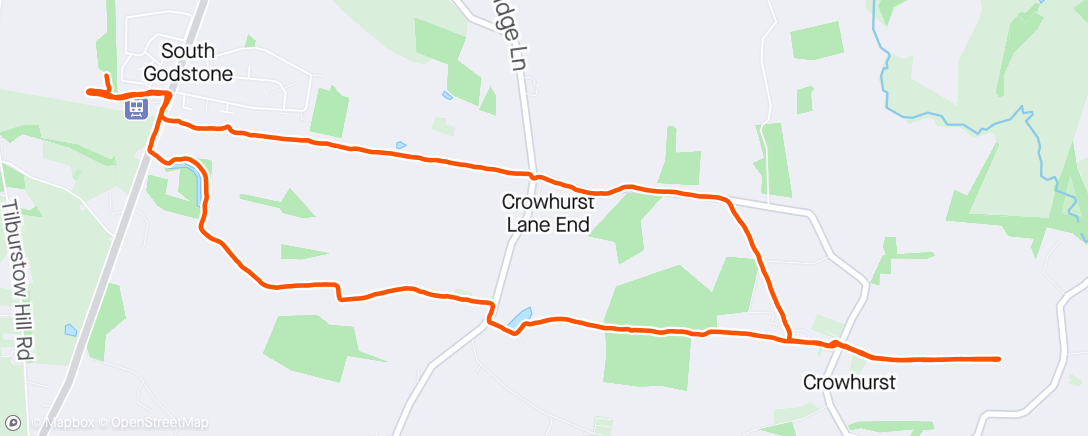 Map of the activity, Hard 10k - Crowhurst return