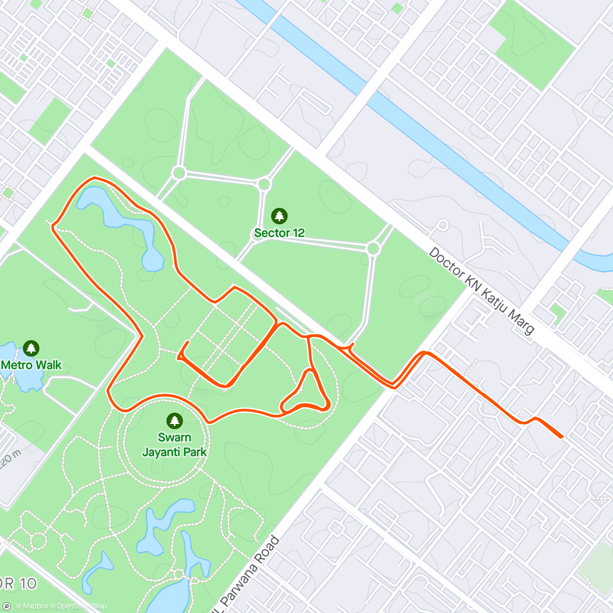 Map of the activity, Morning jog