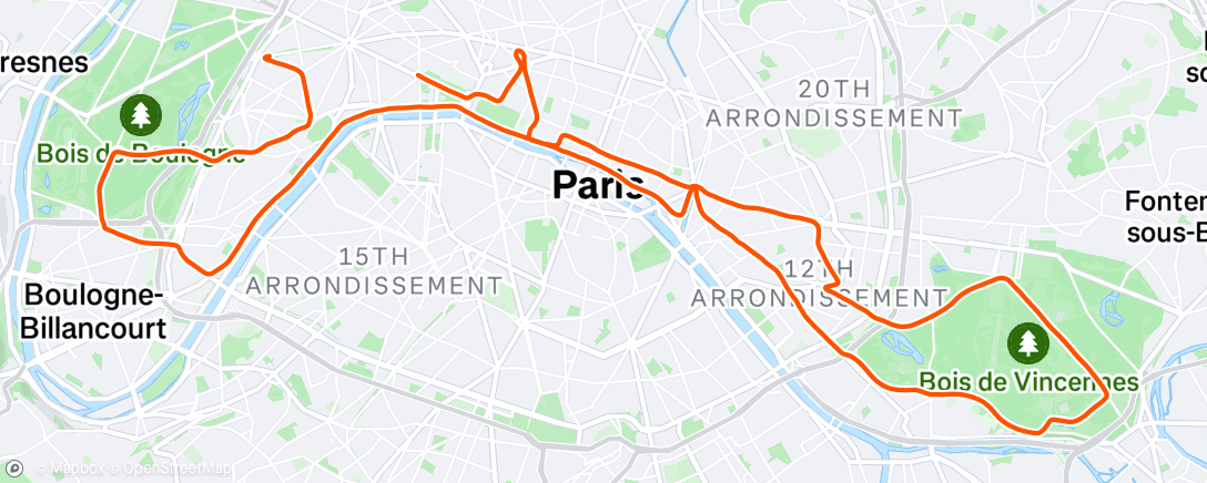 Map of the activity, Course à pied le matin