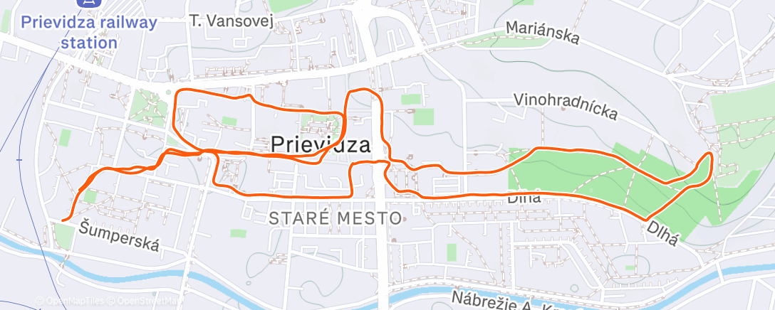 Map of the activity, Afternoon Run