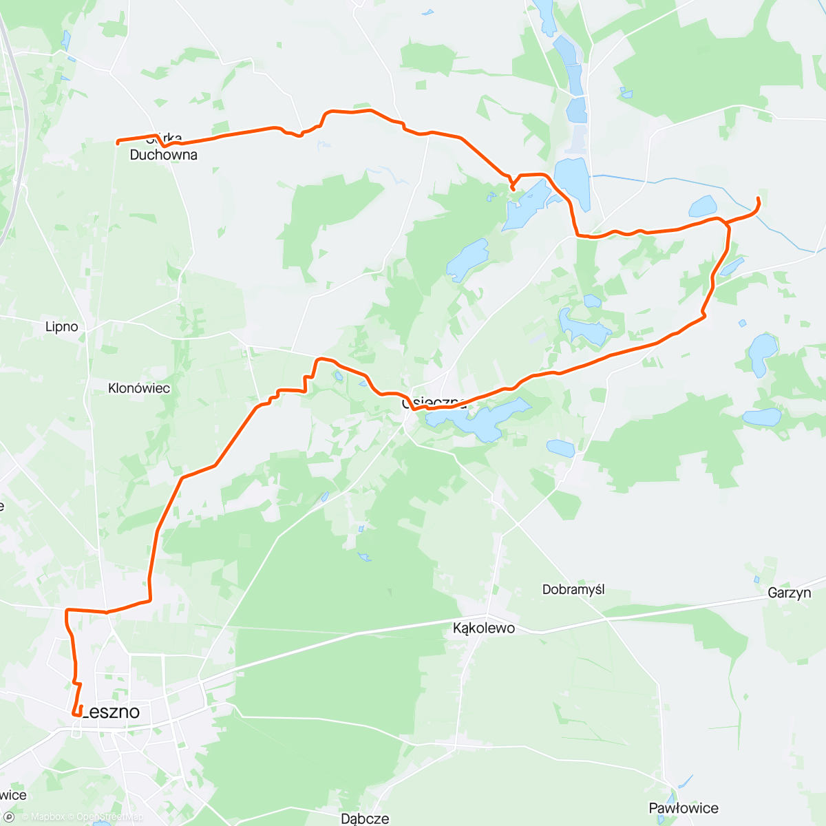 Map of the activity, Leszno gravel experience