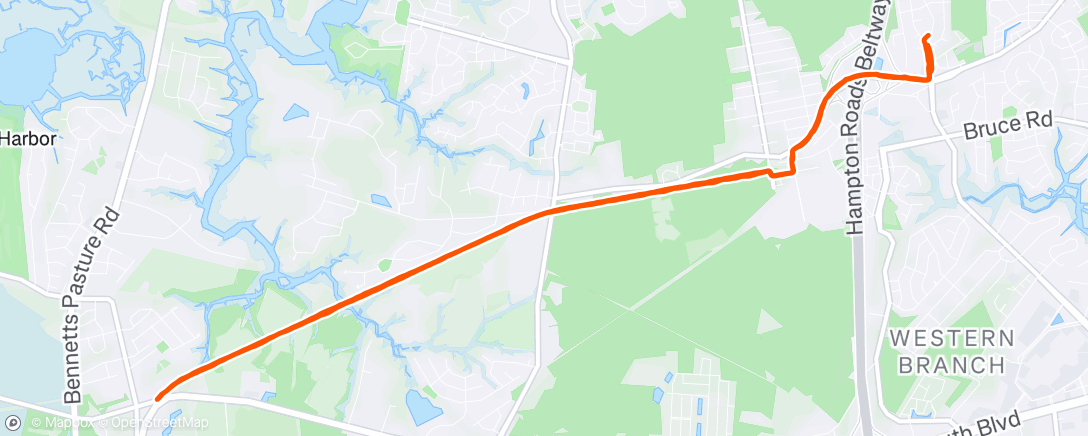 Map of the activity, Monday Miles