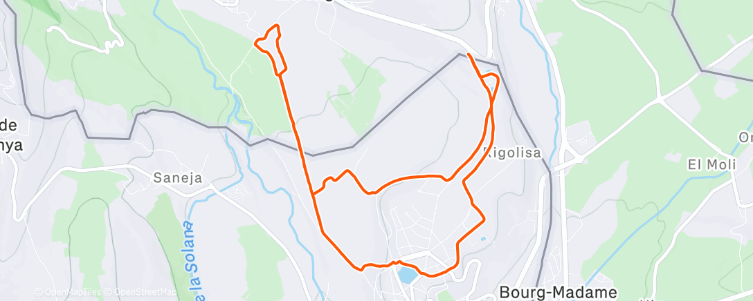 Map of the activity, Carrera de montaña matutina