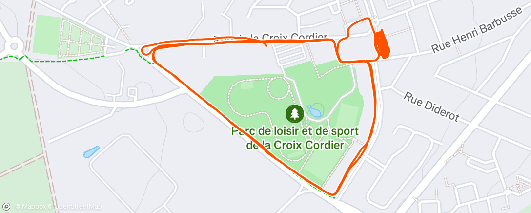 Map of the activity, Course à pied le matin :
3kms de footing- 2kms d escaliers- 1 km de retour au calme