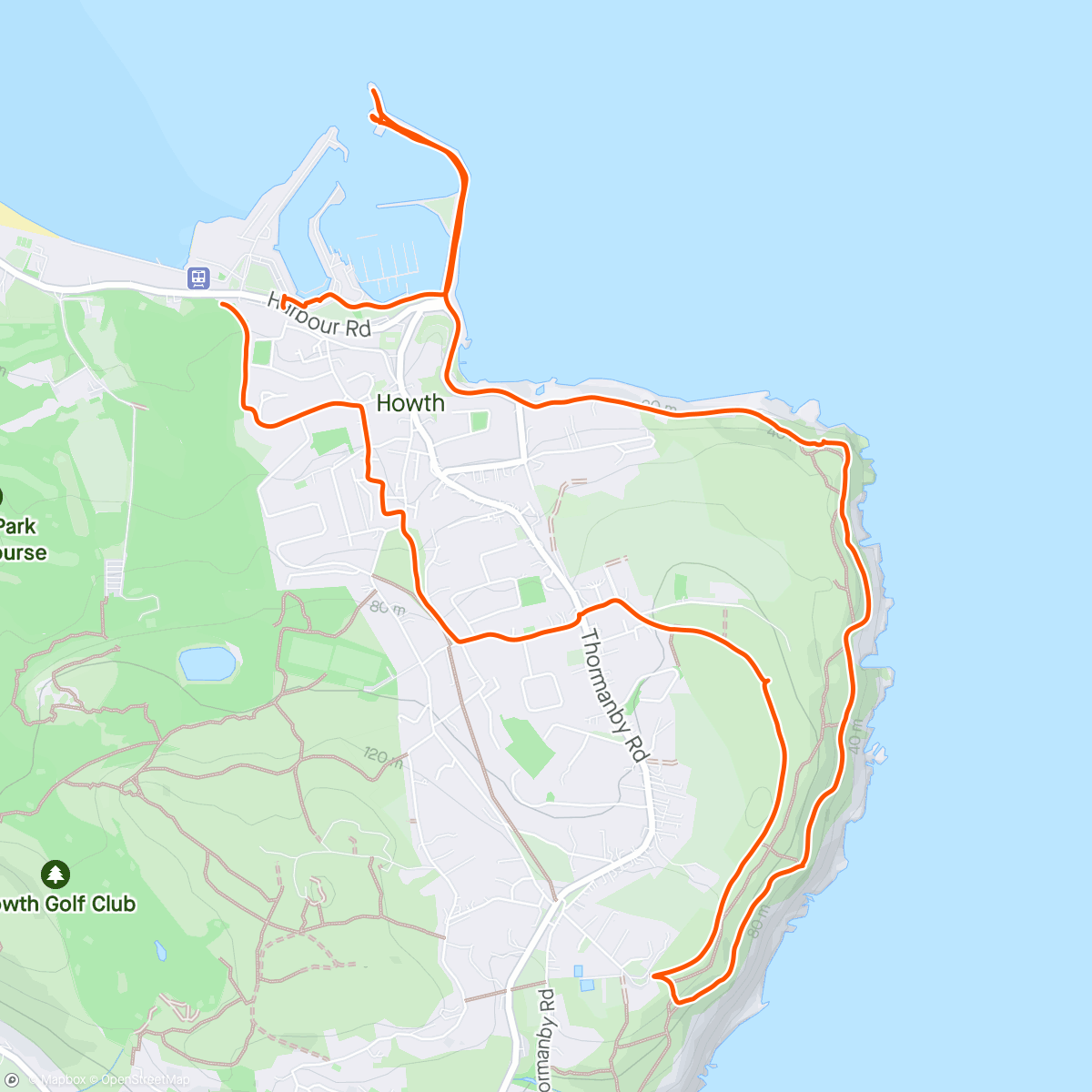 Map of the activity, Howth Lower Cliff Loop