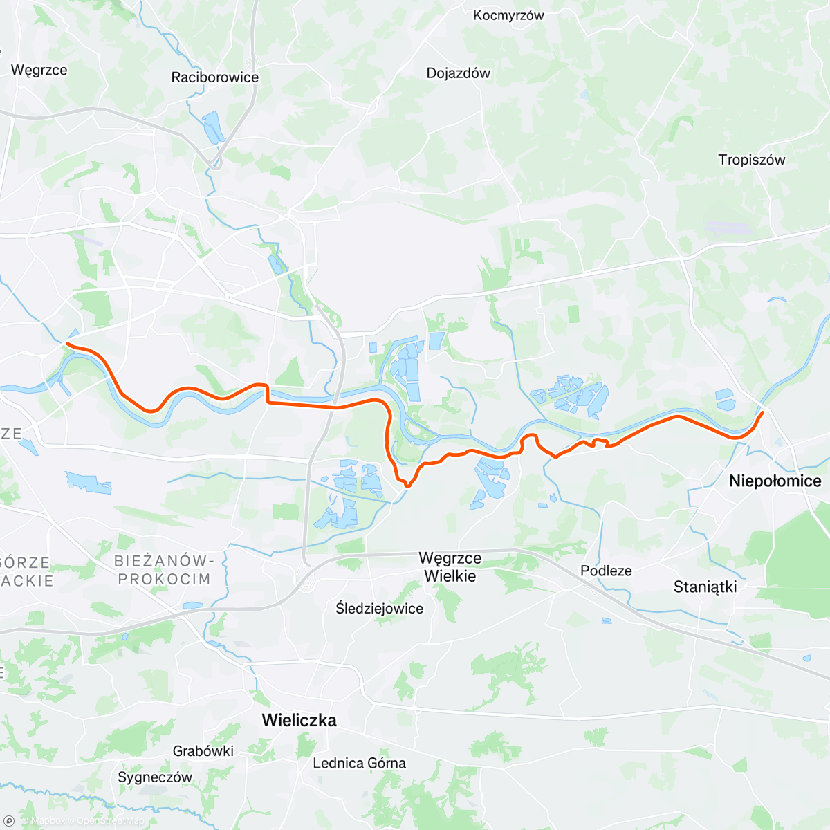 Map of the activity, ROUVY - Poland Dąbie Kraków Niepołomice