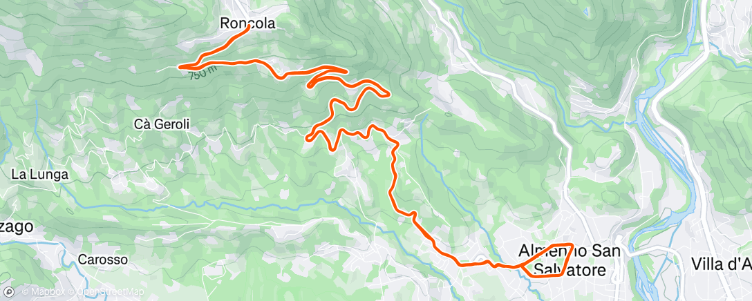 Map of the activity, Roncola