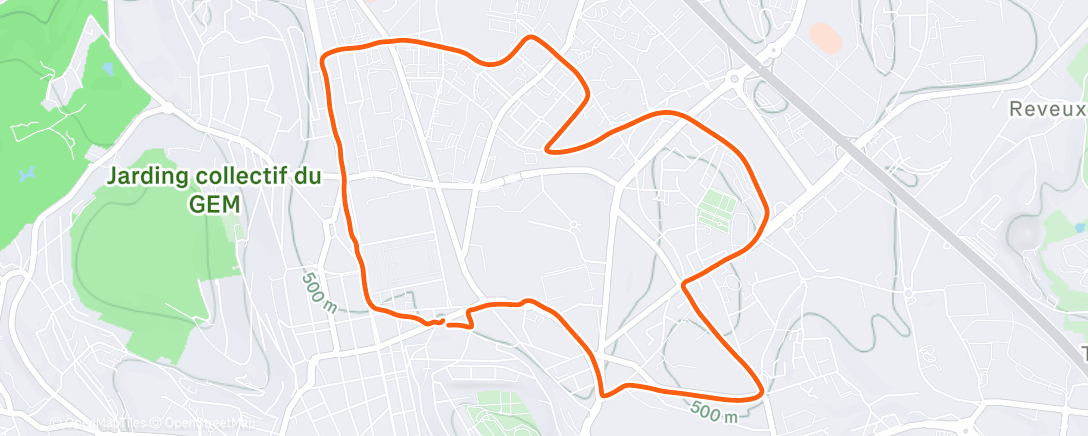 Map of the activity, Course à pied en soirée